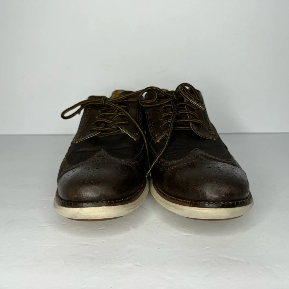 Cole Haan Grand O’s‎ Brown Leather And Fabric Wingtip Oxfords  Men’s Size 10 M - Picture 4 of 13